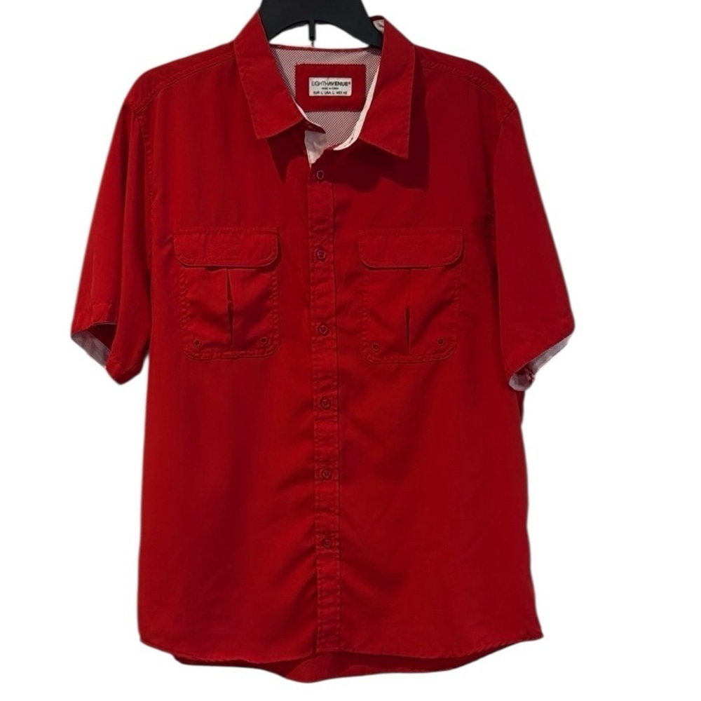 Eighth Avenu Men’s Red outdoor fishing hiking  quick dry short sleeve button up